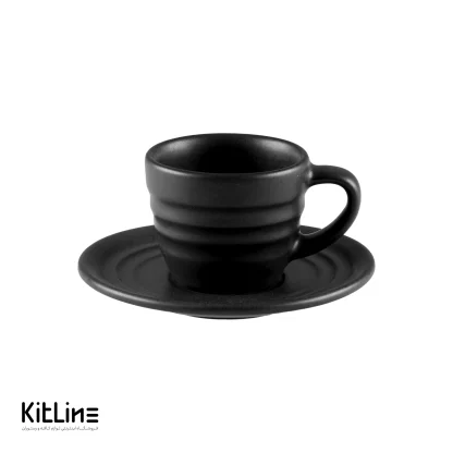 فنجان و نعلبکی کاپوچینو پرسلین مشکی آرتیزان مدل رینگ-