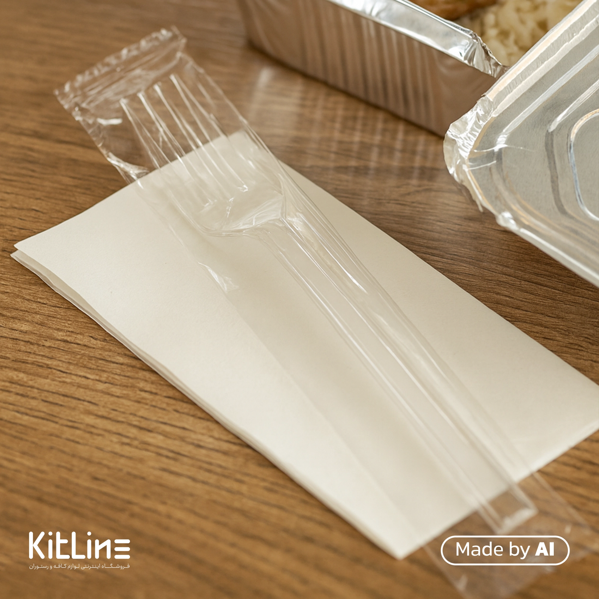 سرو غذا به صورت بیرون بر چنگال یکبار مصرف پلی استایرن شفاف VIP طب پلاستیک (کارتن ۱۰۰۰ عددی)