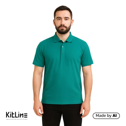 تیشرت آستین کوتاه جودون فیروزه ای تک فرم-خرید پولوشرت جودون فیروزه ای-تیشرت فست فودی فیروزه ای تک فرم