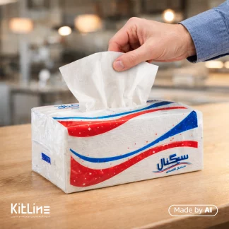 دستمال کاغذی دو لایه ۱۰۰ برگ سیگنال روی پیشخوان کافه