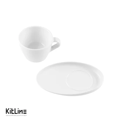 فنجان و نعلبکی کاپوچینو پرسلین ۲۰۰ میلی لیتری سفید آرتیزان مدل تیلت - Image 2