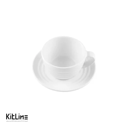 فنجان و نعلبکی کاپوچینو پرسلین ۲۰۰ میلی لیتری سفید آرتیزان مدل رینگ - Image 3