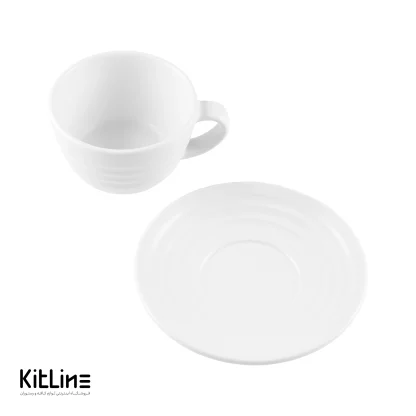 فنجان و نعلبکی کاپوچینو پرسلین ۲۰۰ میلی لیتری سفید آرتیزان مدل رینگ - Image 2