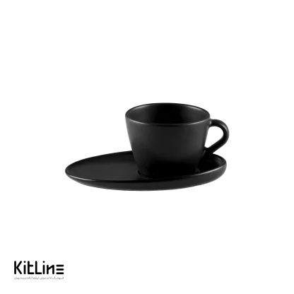 فنجان و نعلبکی کاپوچینو مشکی آرتیزان مدل تیلت-خرید فنجان و نعلبکی پرسلین کاپوچینو مشکی- فنجان کاپوچینو به همراه نعلبکی مشکی آرتیزان