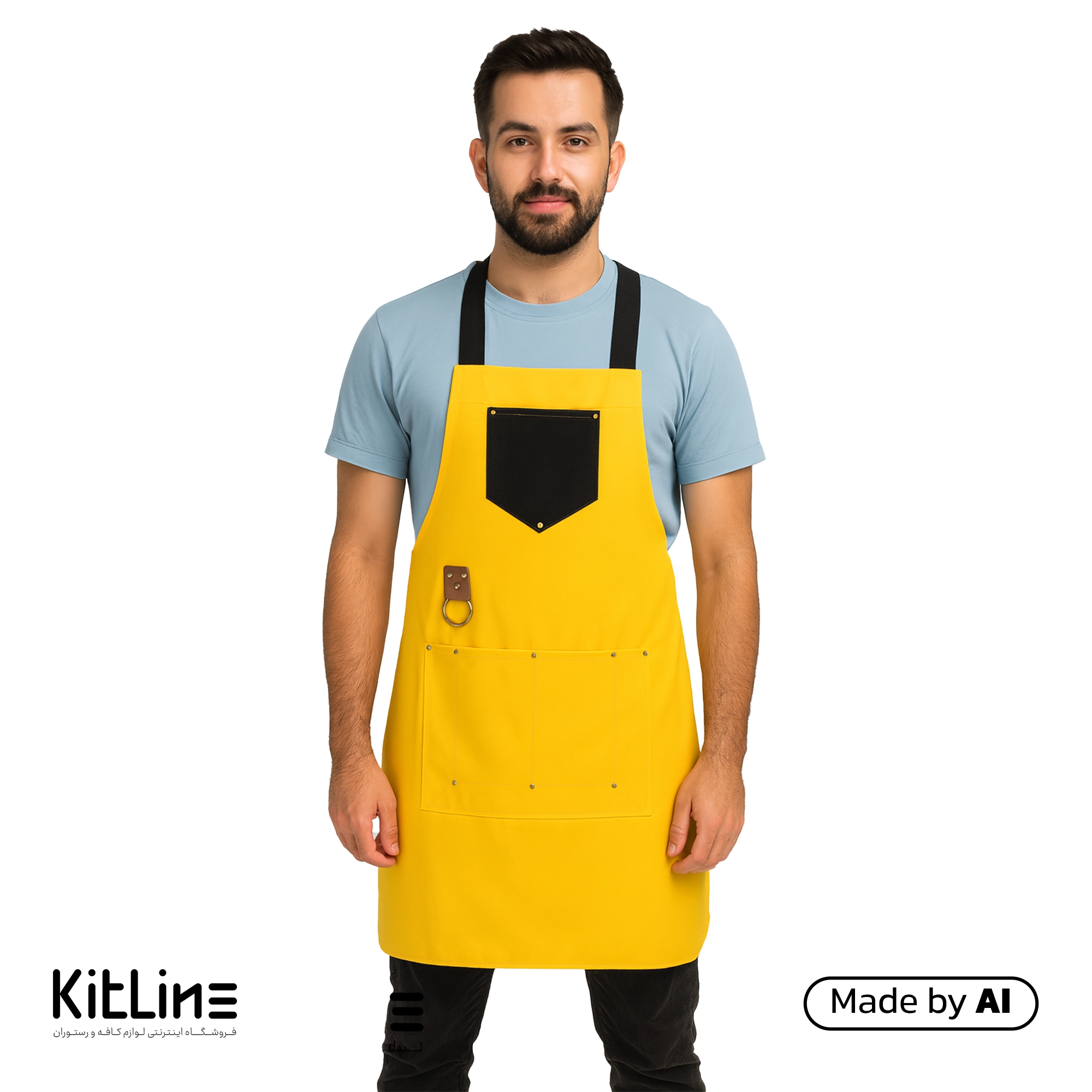 پیشبند ترگال زرد خرج کار مشکی مدل آرسین تک فرم