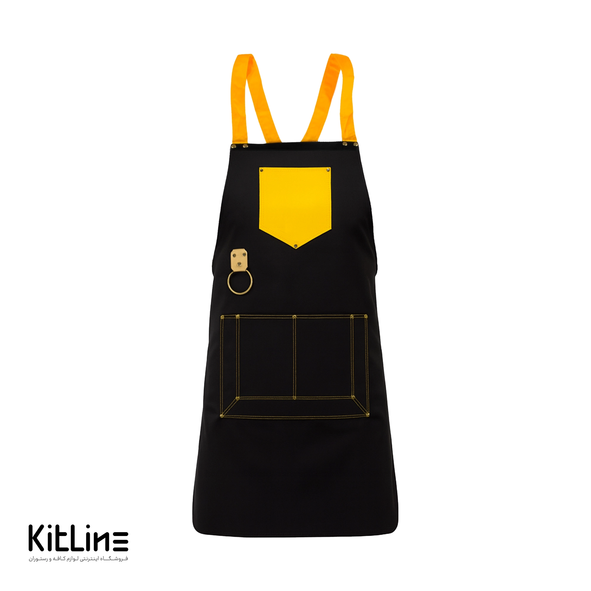 پیشبند ترگال مشکی خرج کار زرد مدل آرسین تک فرم
