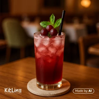 سیروپ انگور قرمز لوکس کاسیت ۷۵۰ میلی لیتری که با آن یک نوشسیدنی انگور خنک و جذاب تهیه شده است.