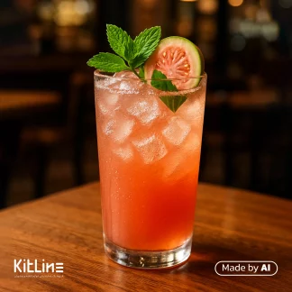 با سیروپ گواوا اقتصادی کاسیت یک نوشیدنی جذاب و خوش رنگ تهیه شده و در لیوان شفاف ریخته شده است.