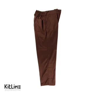 باکیفیت ترین شلوار نخ کجراه قهوه ای کمر کش پوشاکو/ خرید شلوار نخ کجراه قهوه ای کمر کش پوشاکو از سایت کیت لاین/ارزان ترین شلوار قهوه ای رستورانی پوشاکو