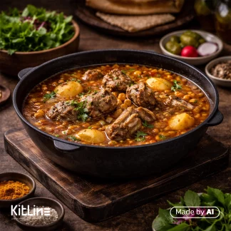 خورشت من در اوردی داخل ظرف چدنی قازان