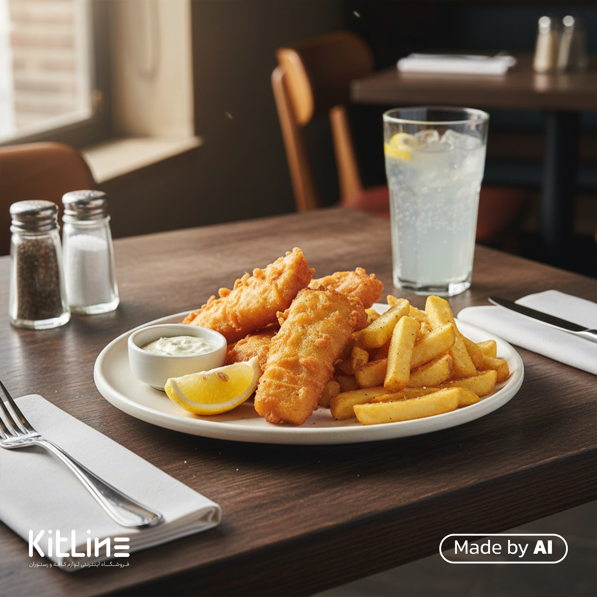 دیس سرامیکی دفرمه شیری مات دوریکا که در آن سیب زمینی سرخ شده و سوخاری سرو شده است.