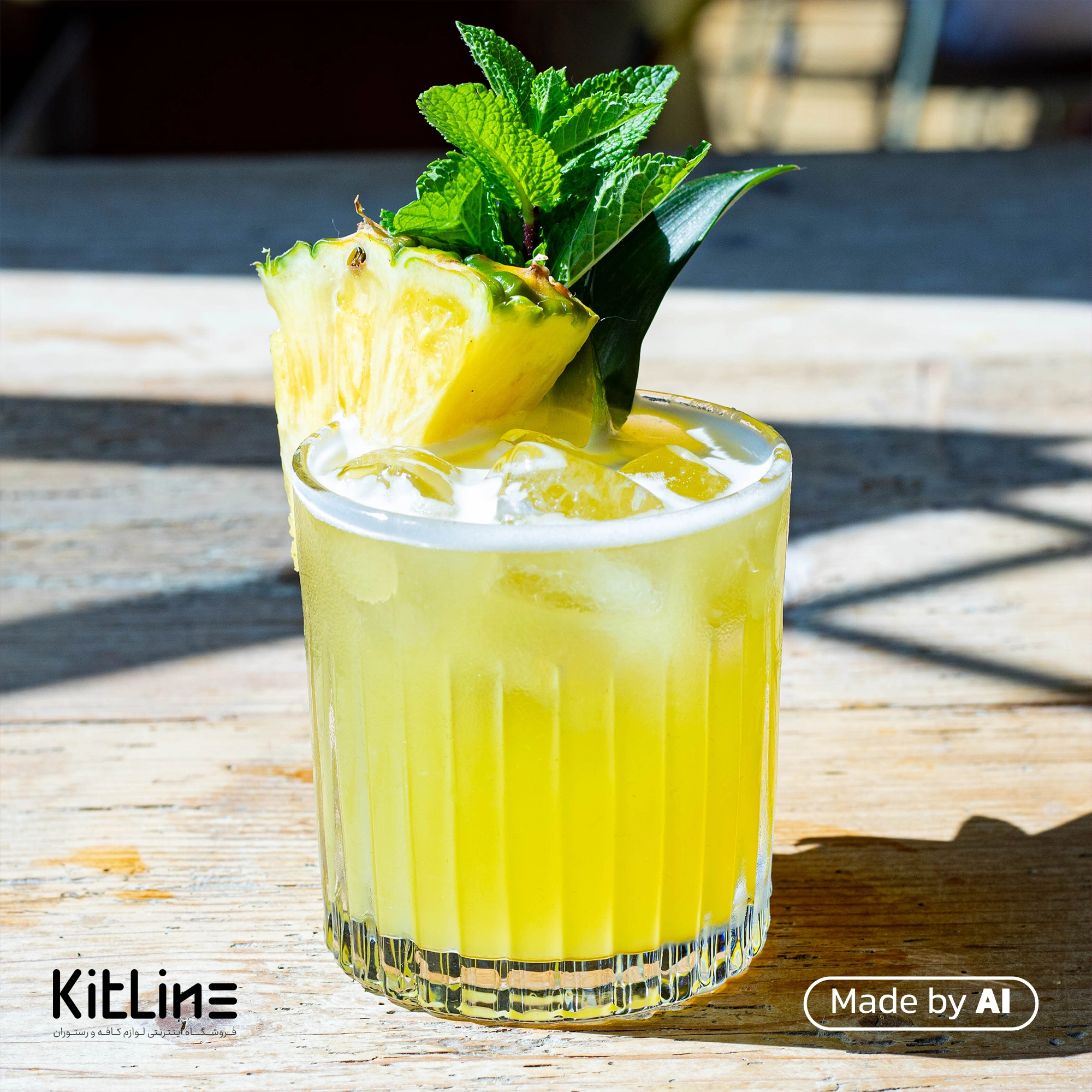 با استفاده از سیروپ آناناس ای جی لاکچری (AJ Luxury) ۳۰۰۰ گرمی یک نوشیدنی خنک تهیه شده است.