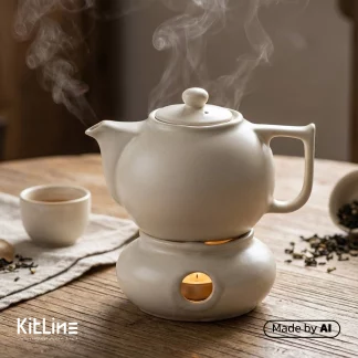 قوری وارمر دار سرامیکی شیری مات دوریکا