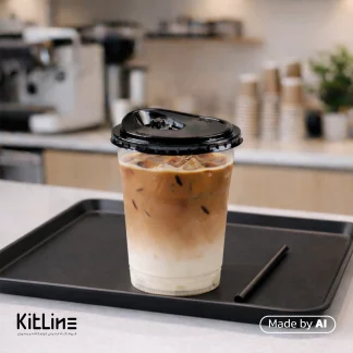 سرو نوشیدنی در لیوان یکبار مصرف پت همراه با درب مشکی ۵۰۰ میلی لیتری صنایع پلاستیک خوزستان (کارتن ۵۰۰ عددی)