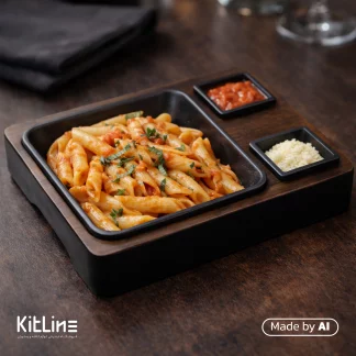 پاستا ارابیاتا داخل پلیت چدنی پاستا جا سس دار