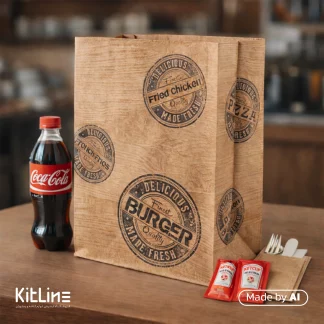 بسه بندی غذا در پاکت بیرون بر کرافت طرح چوب ۲۵×۳۶ سانتیمتری جلوه آفتاب (کارتن ۵۰۰ عددی)