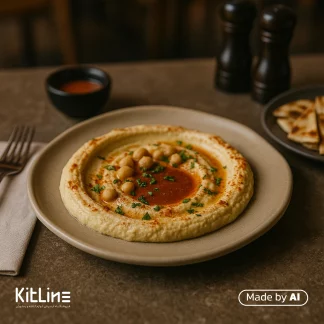 پیشدستی سرامیکی دفرمه کرم مات دوریکا که در آن پیتزا سرو شده است.