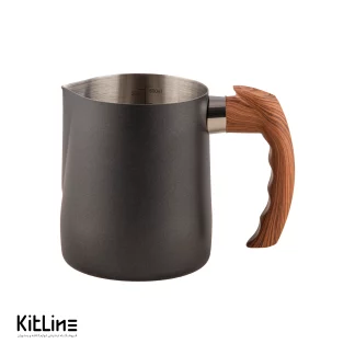 پیچر استیل مشکی دسته چوبی ۶۰۰ میلی‌ لیتری