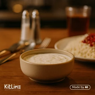 کاسه سرامیکی ۱۶ سانتیمتری کرم مات دوریکا که در آن ماست سرو شده است.