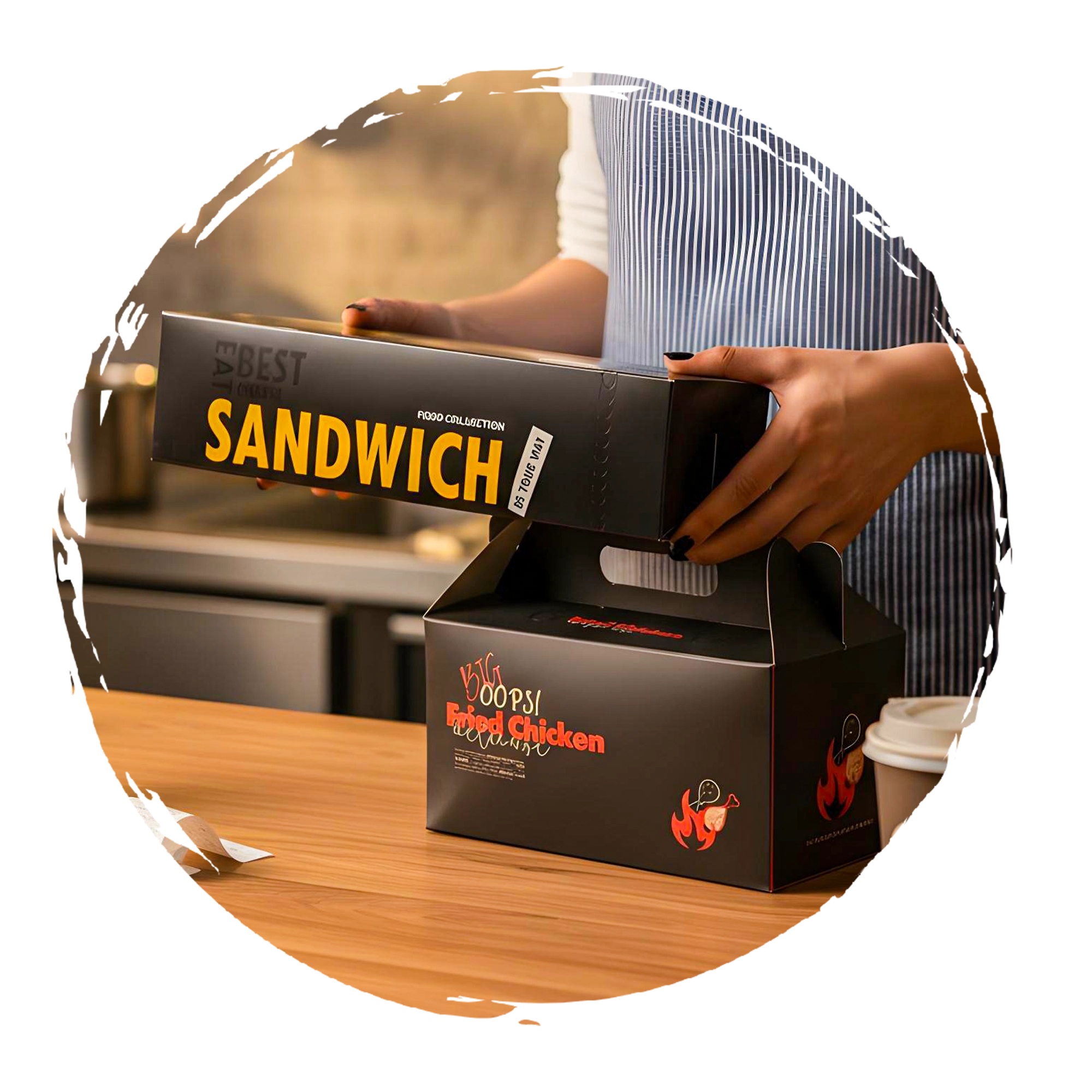 بنر دایره یکبار مصرف فست فودی