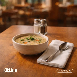 سوپ جو داخل کاسه سوپ خوری پرسلین ۱۵ سانتیمتری کرم آرتیزان مدل رینگ