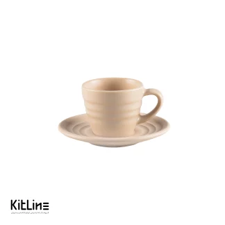 فنجان و نعلبکی اسپرسو پرسلین ۱۰۰ میلی لیتری کرم آرتیزان مدل رینگ-001