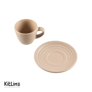 فنجان و نعلبکی اسپرسو پرسلین ۱۰۰ میلی لیتری کرم آرتیزان مدل رینگ-002