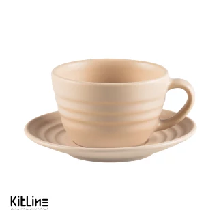 فنجان و نعلبکی لاته پرسلین ۳۰۰ میلی لیتری کرم آرتیزان مدل رینگ-001