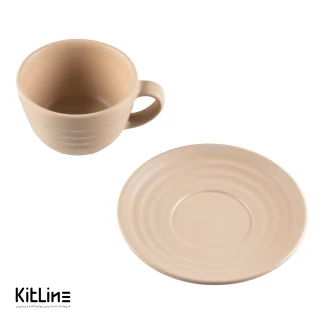 فنجان و نعلبکی لاته پرسلین ۳۰۰ میلی لیتری کرم آرتیزان مدل رینگ-002