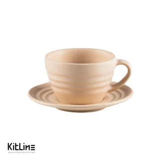 فنجان و نعلبکی کاپوچینو پرسلین ۲۰۰ میلی لیتری کرم آرتیزان مدل رینگ-001