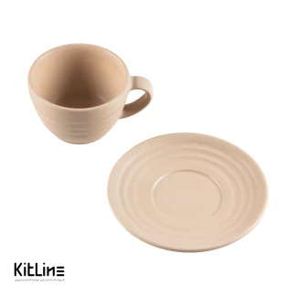 فنجان و نعلبکی کاپوچینو پرسلین ۲۰۰ میلی لیتری کرم آرتیزان مدل رینگ-002