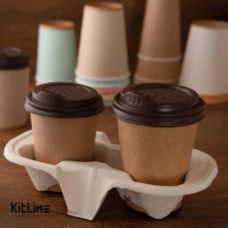 لیوان کرافت یکبار مصرف داخل کاپ هولدر سلولزی دو عددی