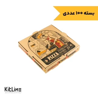 جعبه پیتزا سایز ۲۴ ایفلوت چهار رنگ طرح سرآشپز آسوریک ( بسته ۱۰۰ عددی)