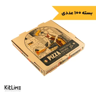 جعبه پیتزا سایز ۳۰ ایفلوت چهار رنگ طرح سرآشپز آسوریک ( بسته ۱۰۰ عددی)