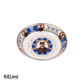 نعلبکی چینی واتسون طرح شش ناصری با حاشیه آبی (ست ۶ عددی)