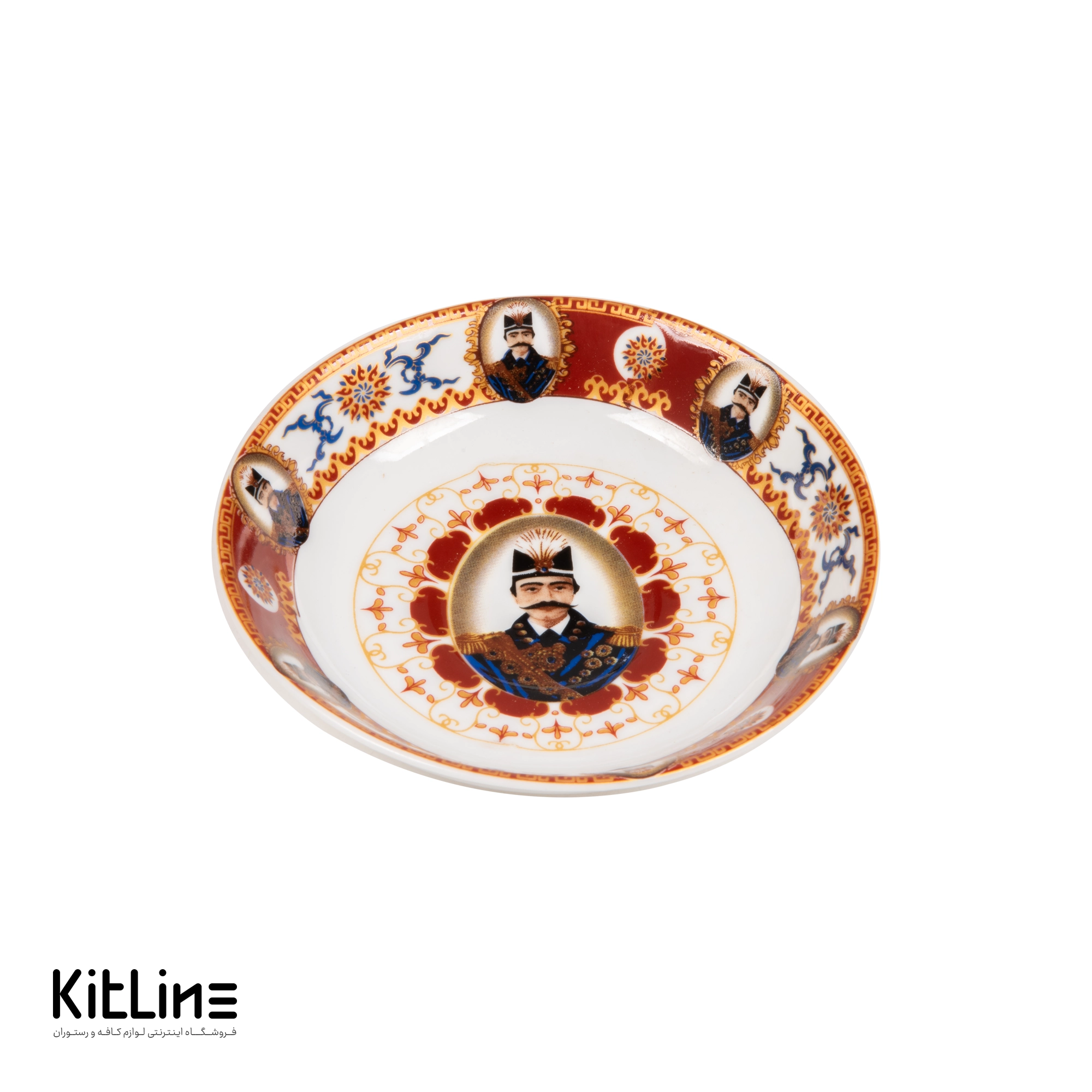 نعلبکی چینی واتسون طرح شش ناصری با حاشیه زرشکی (ست ۶ عددی)
