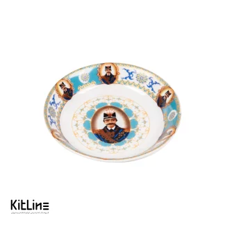 نعلبکی چینی واتسون طرح شش ناصری با حاشیه فیروزه ای (2)