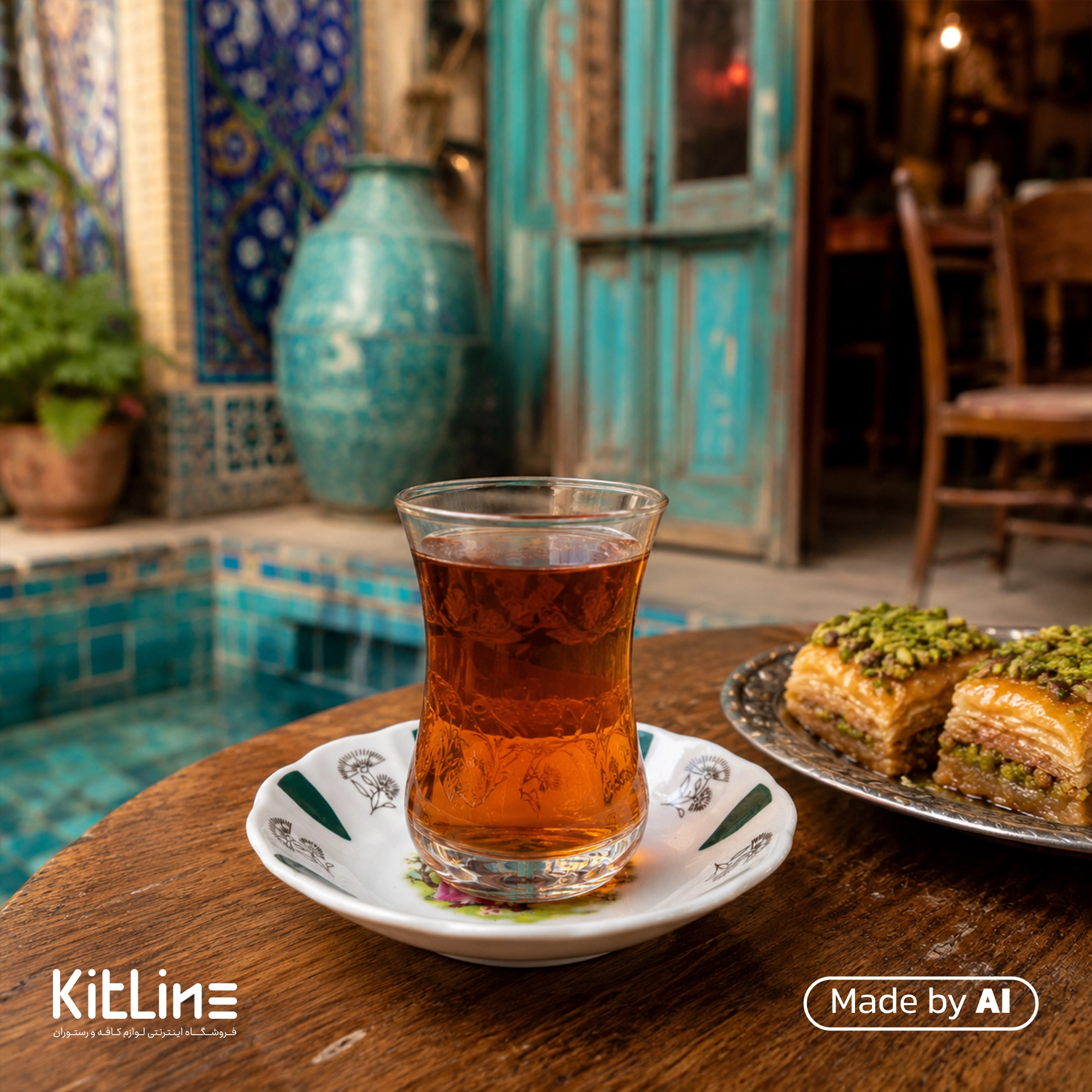 نعلبکی چینی واتسون طرح محرمات دانسی سفید با حاشیه سبز