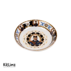 نعلبکی چینی واتسون طرح شش ناصری با حاشیه مشکی (ست ۶ عددی)