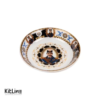 نعلبکی چینی واتسون طرح شش ناصری با حاشیه مشکی (ست ۶ عددی)