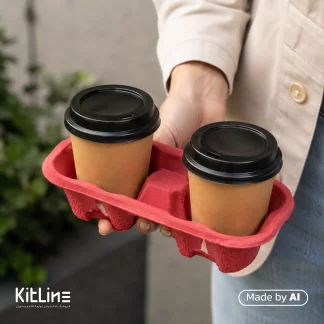 ‏کاپ هولدر سلولزی دو عددی قرمز نیلا کاپ (بسته ۲۰۰ عددی)