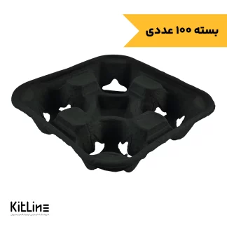 ‏کاپ هولدر سلولزی چهار عددی مشکی نیلا کاپ (بسته ۱۰۰ عددی)