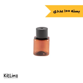 بطری سس مربع یکبارمصرف پت ۲۵ میلی لیتری قهوه ای (بسته ۱۰۰ عددی)