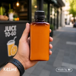سرو و ارسال آب هویج به صورت بیرون بر در بطری کتابی یکبار مصرف پت ۲۵۰ میلی لیتری قهوه ای (بسته ۵۰ عددی)