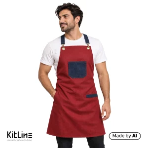 پیشبند جین زرشکی پوشاکو